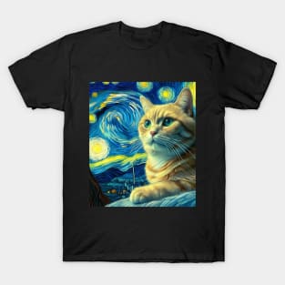 The Cat and the starry night T-Shirt